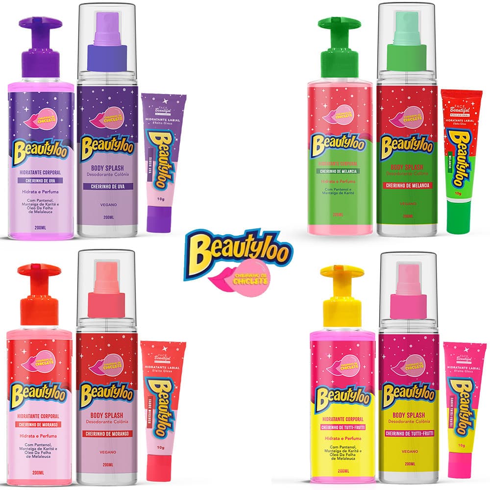 Kit Hidratante Corporal Body Splash e Hidratante Labial Beautyloo Face Beautiful