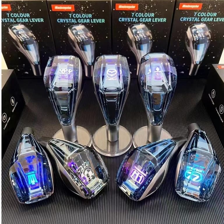 Manopla de Câmbio de Cristal para Carro, Transmissão Manual Automática, Alavanca LED Multicolorida N1HU