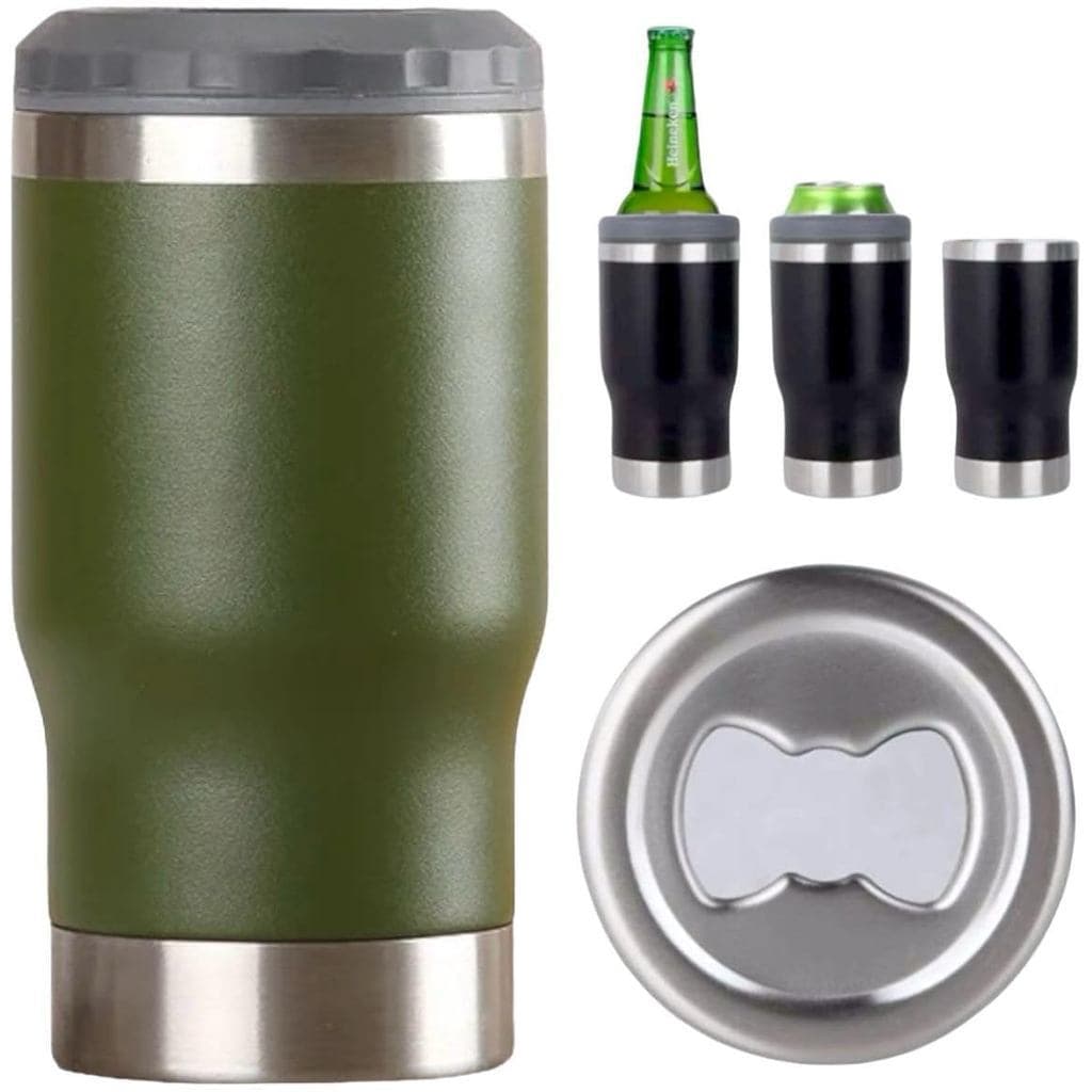 Copo termico com abridor e tampa, Copo termico para cerveja chopp bebidas gelada e quente copo multu uso (Verde)