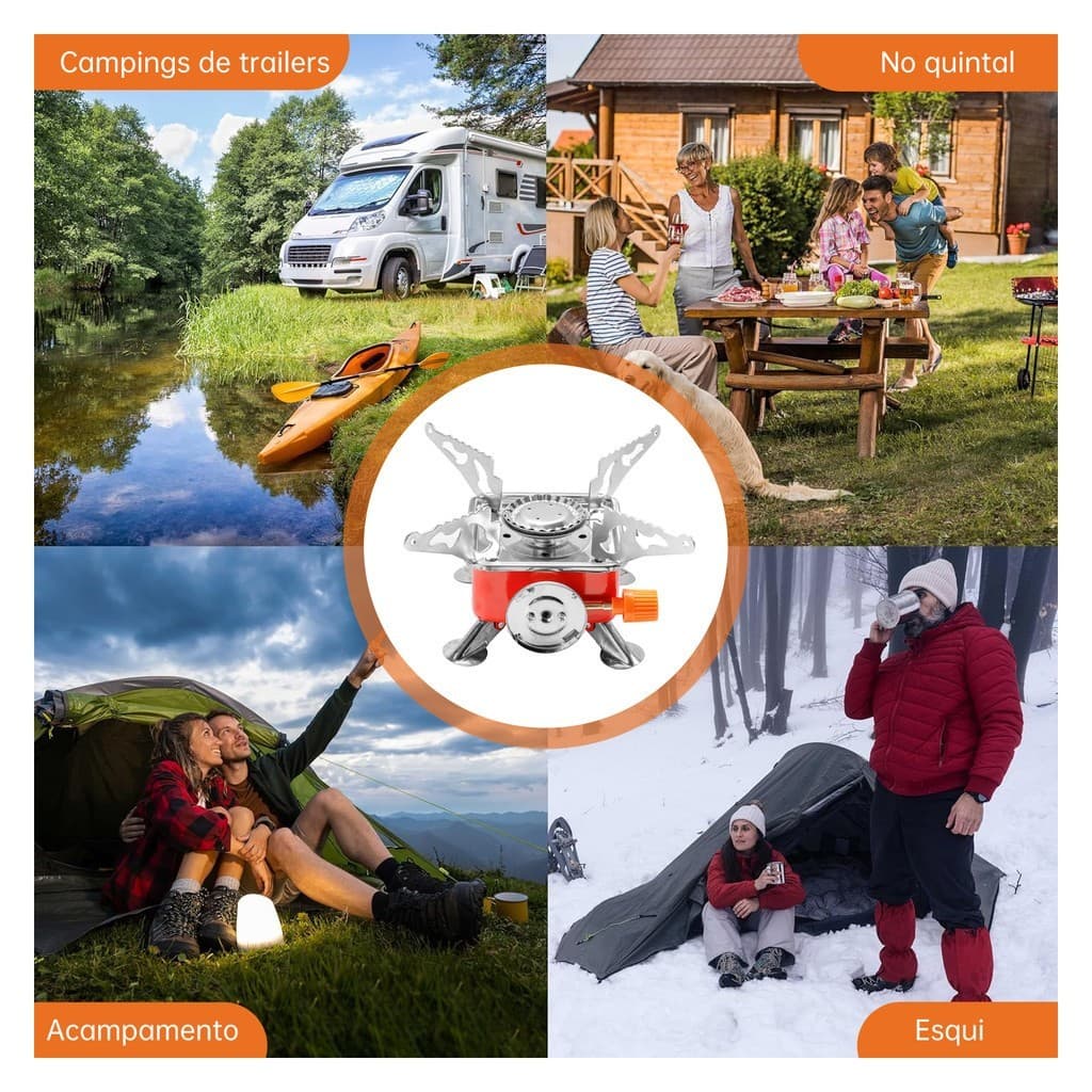 Fogão portátil com ignição automática, fogão a gás, acampamento, viagem, dobrável