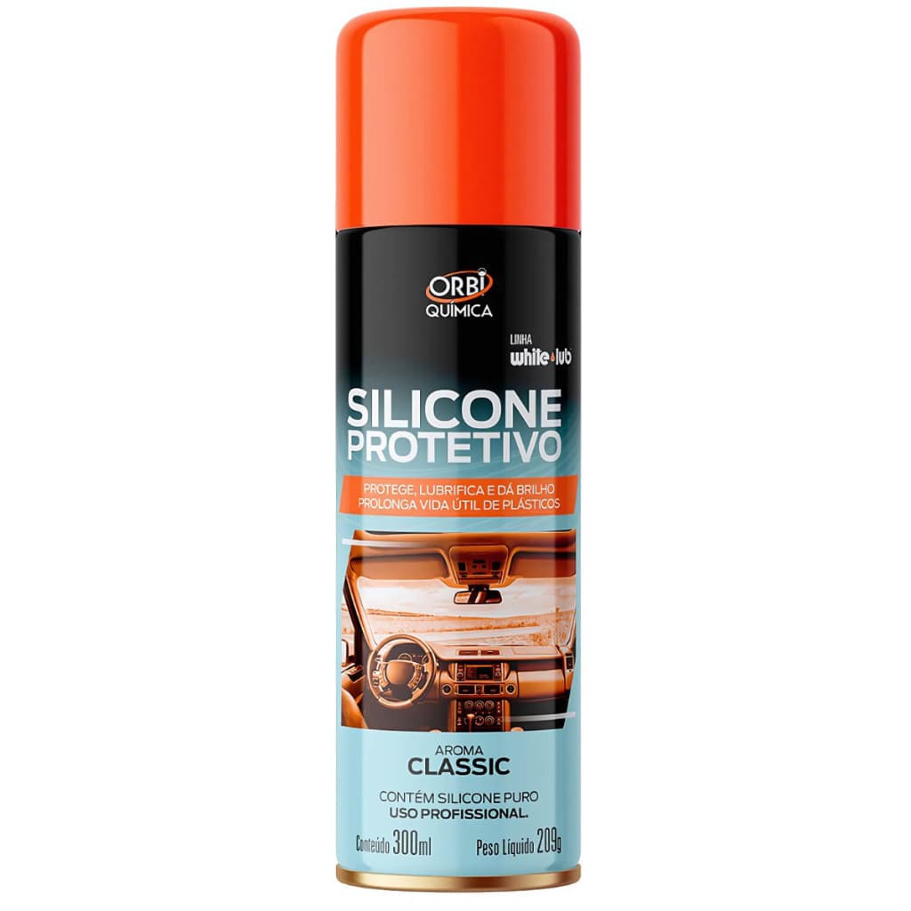 Silicone Spray Orbi Classic 300ml – Alta Performance para Painel, Borrachas e Couro