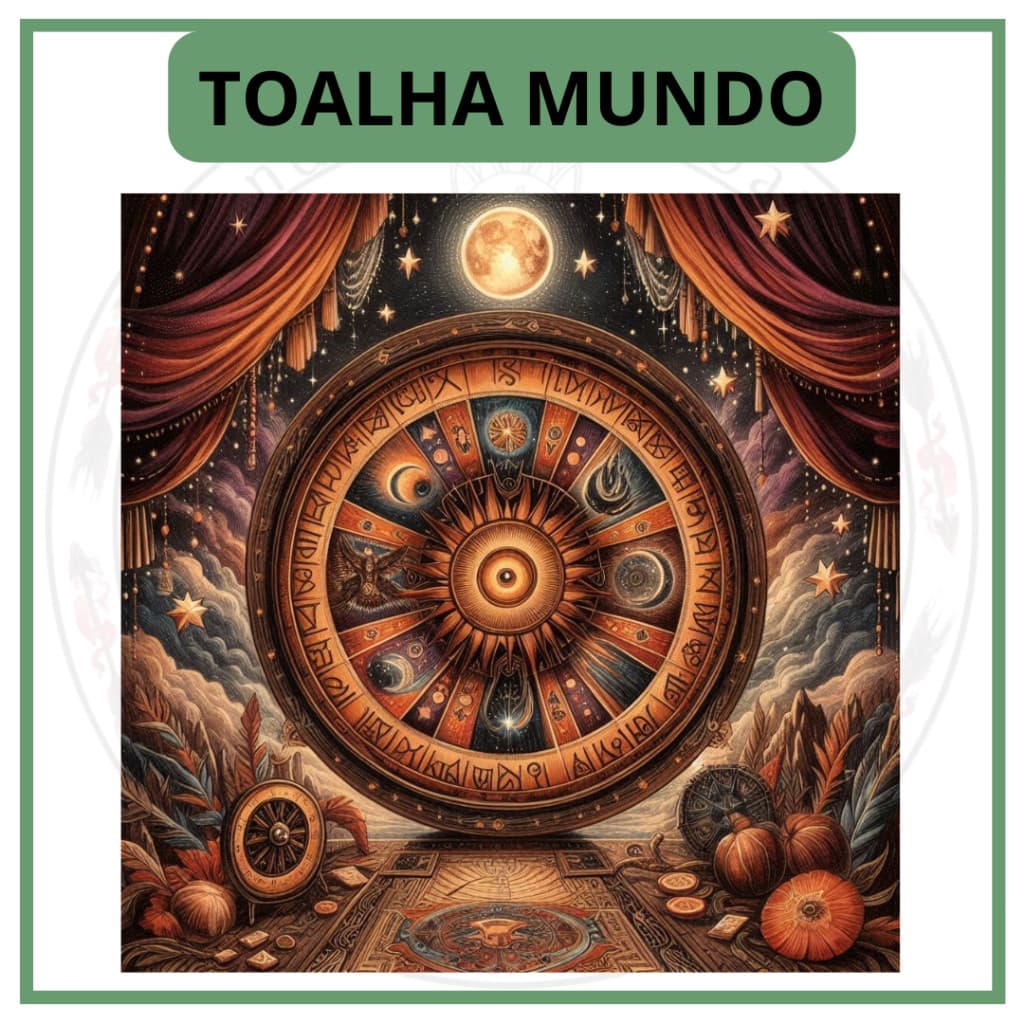 Toalha para Jogo de Tarot 0,70x0,70cm Mundo