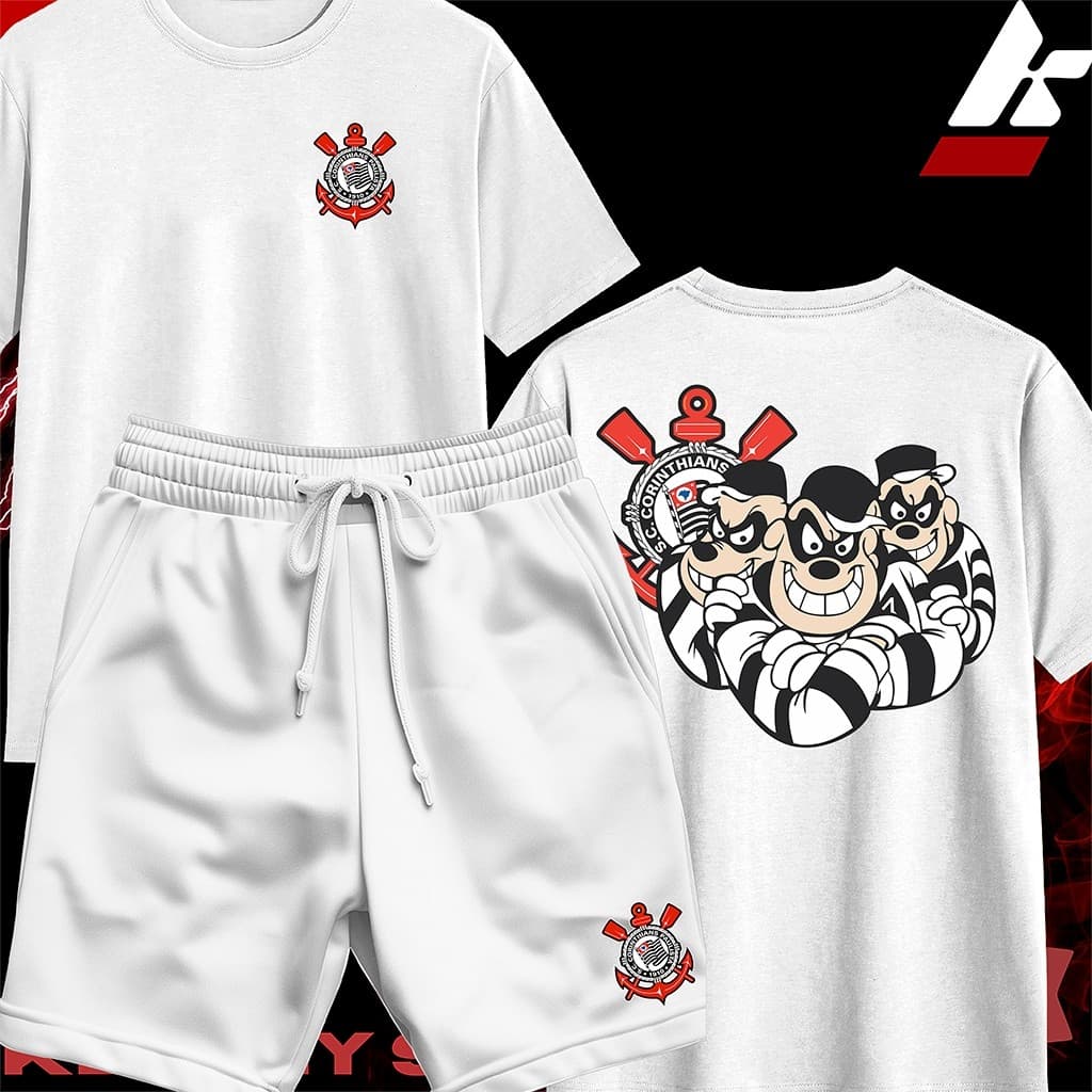 Camiseta Streetwear Masculina Feminina 100% Algodão e Bermuda Mauricinho Estampa CP METRALHA