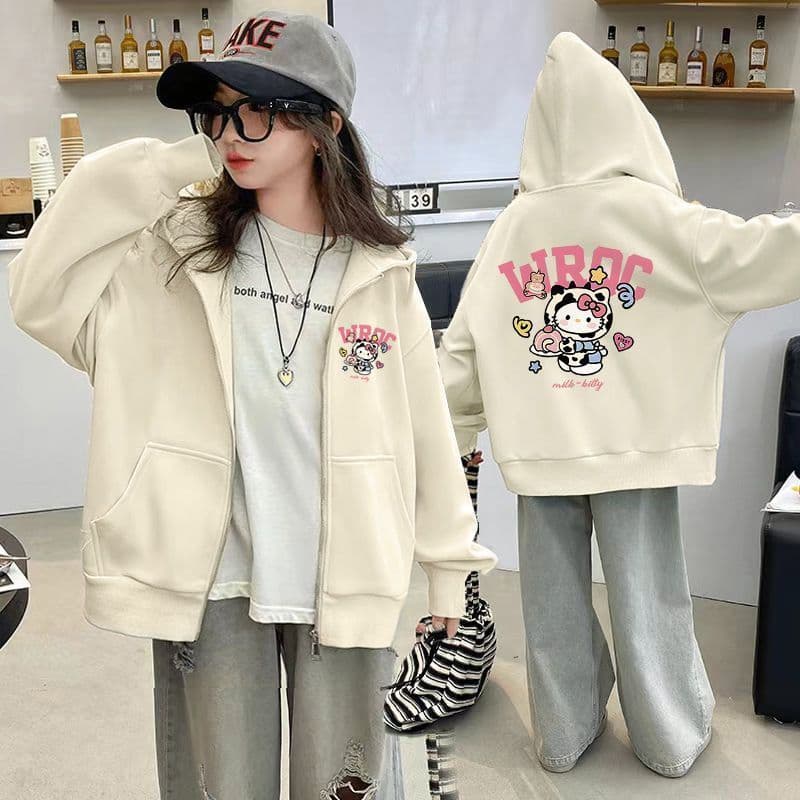 Jaqueta Infantil com Capuz e Zíper - Casaco Oversized para Meninas Estilo Casual e Urbano
