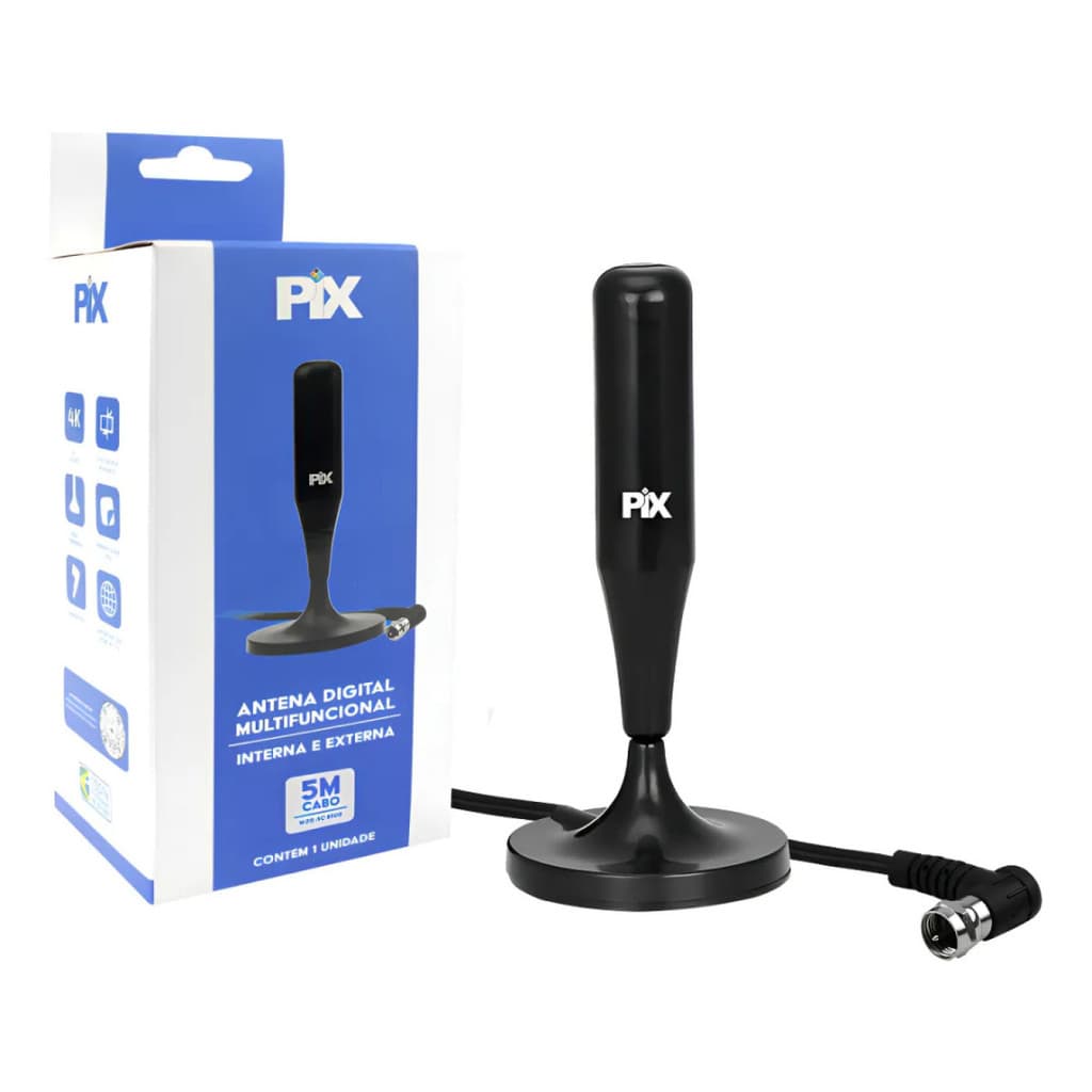 Antena De Tv Hd Smart Led Lcd 4K 5M C/ Imã Interno - Extern