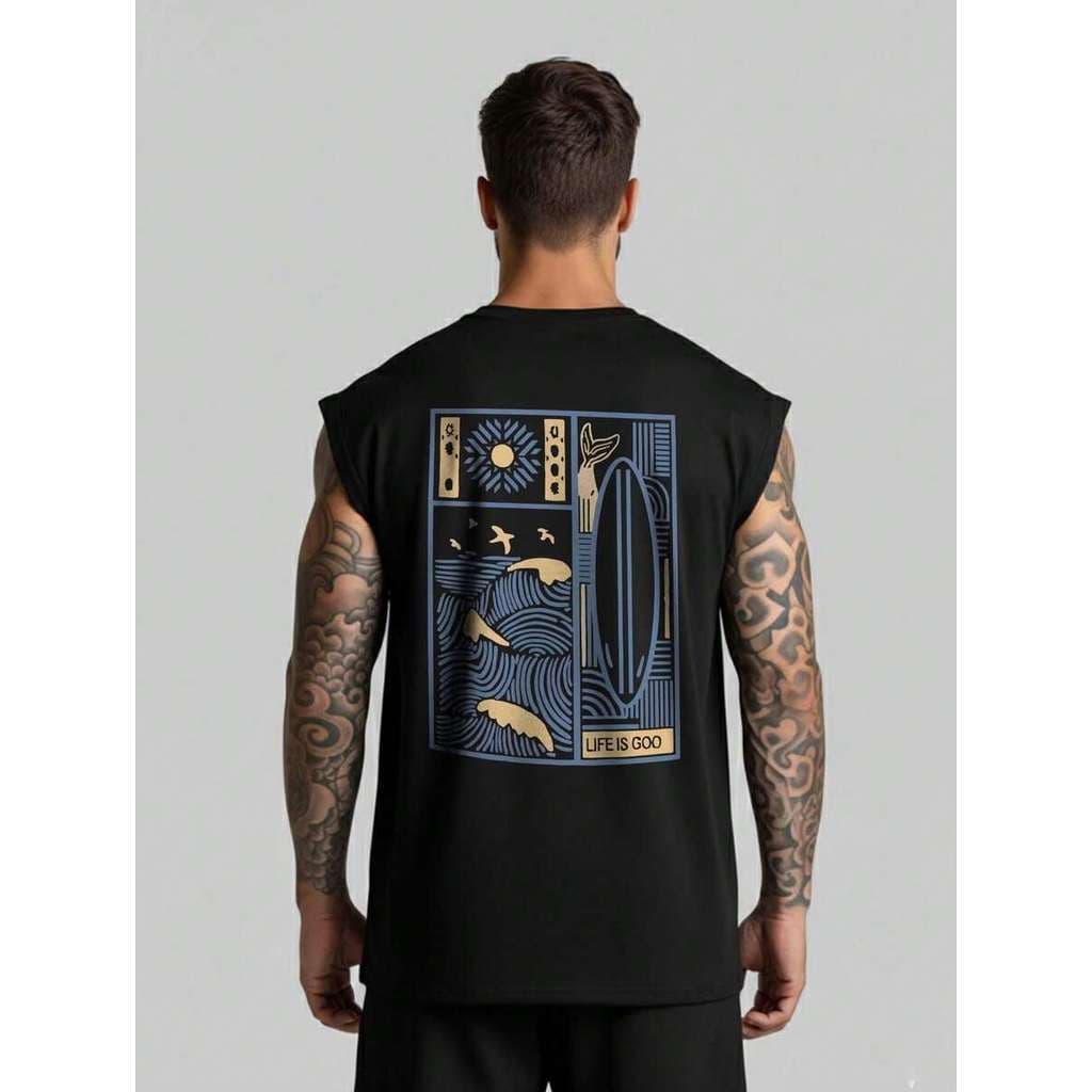 Camiseta Streetwear Regata Surf Camisa Oversized Masculina Estilo Verão Praia Summer Blusa Cavada