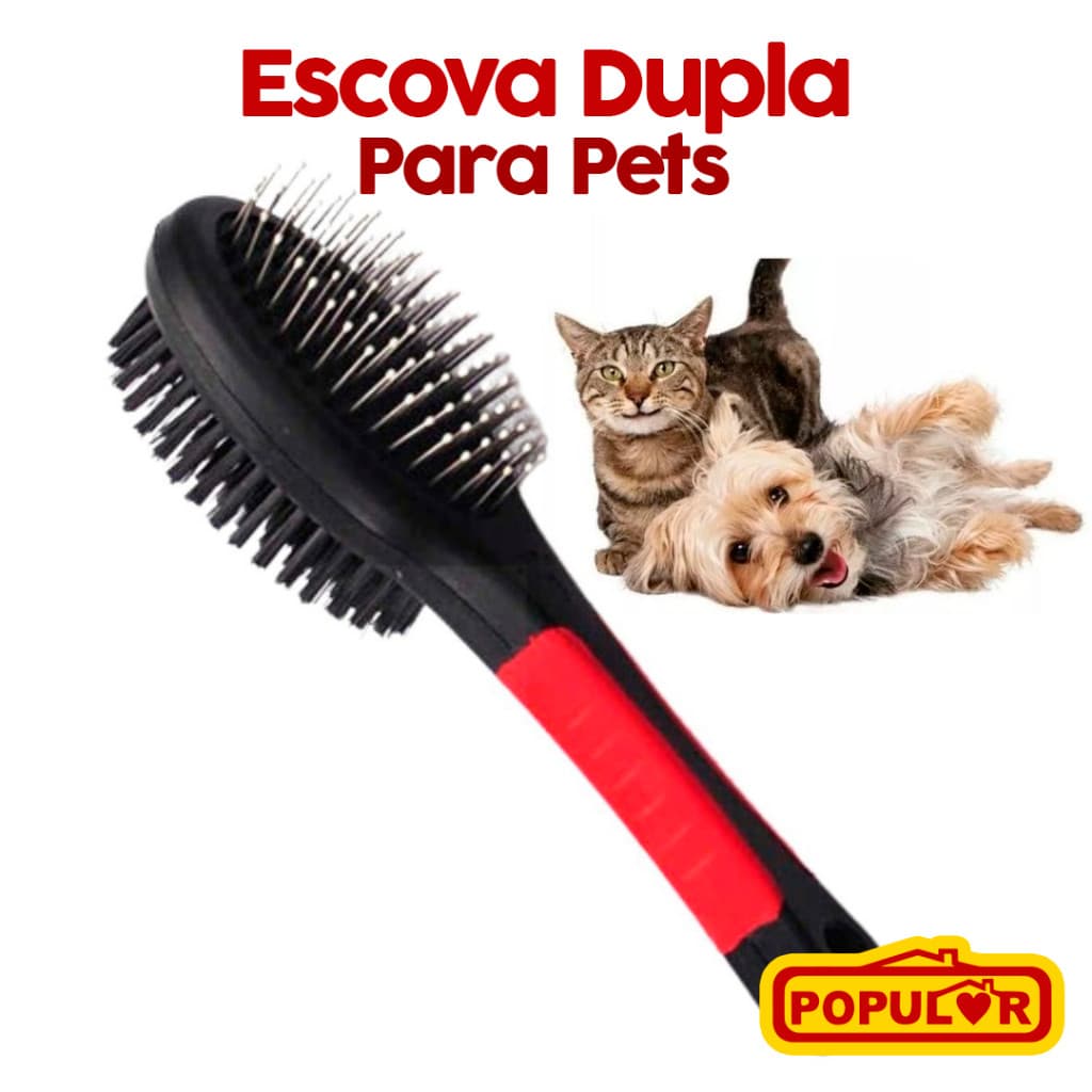 Escova Pentear Dupla Face Cães E Gatos Desembaraça Pelos cachorros peludos e Filhotes