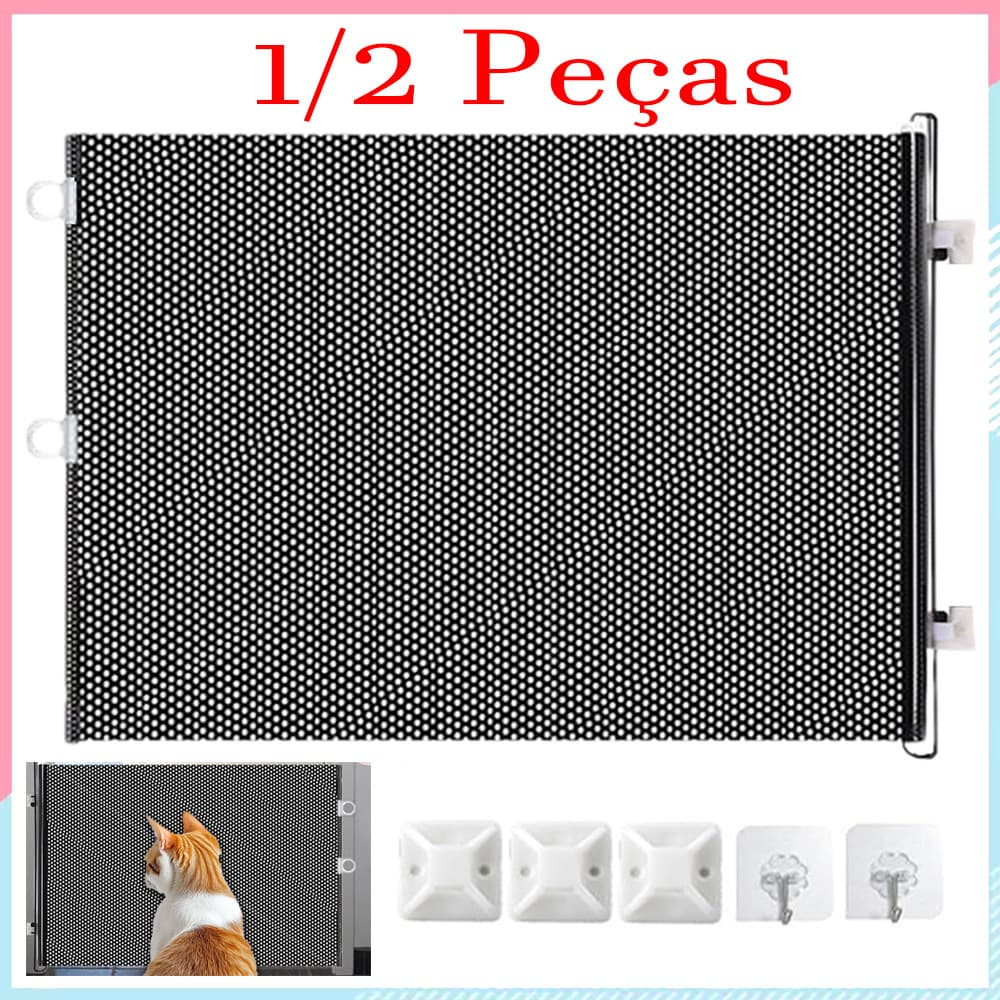1/2 Pçs Portão Grade Retrátil de Proteção para Bebês e Cachorros, Portao Segurança Bebê Pet, Cercado para Pet, 125x50 cm