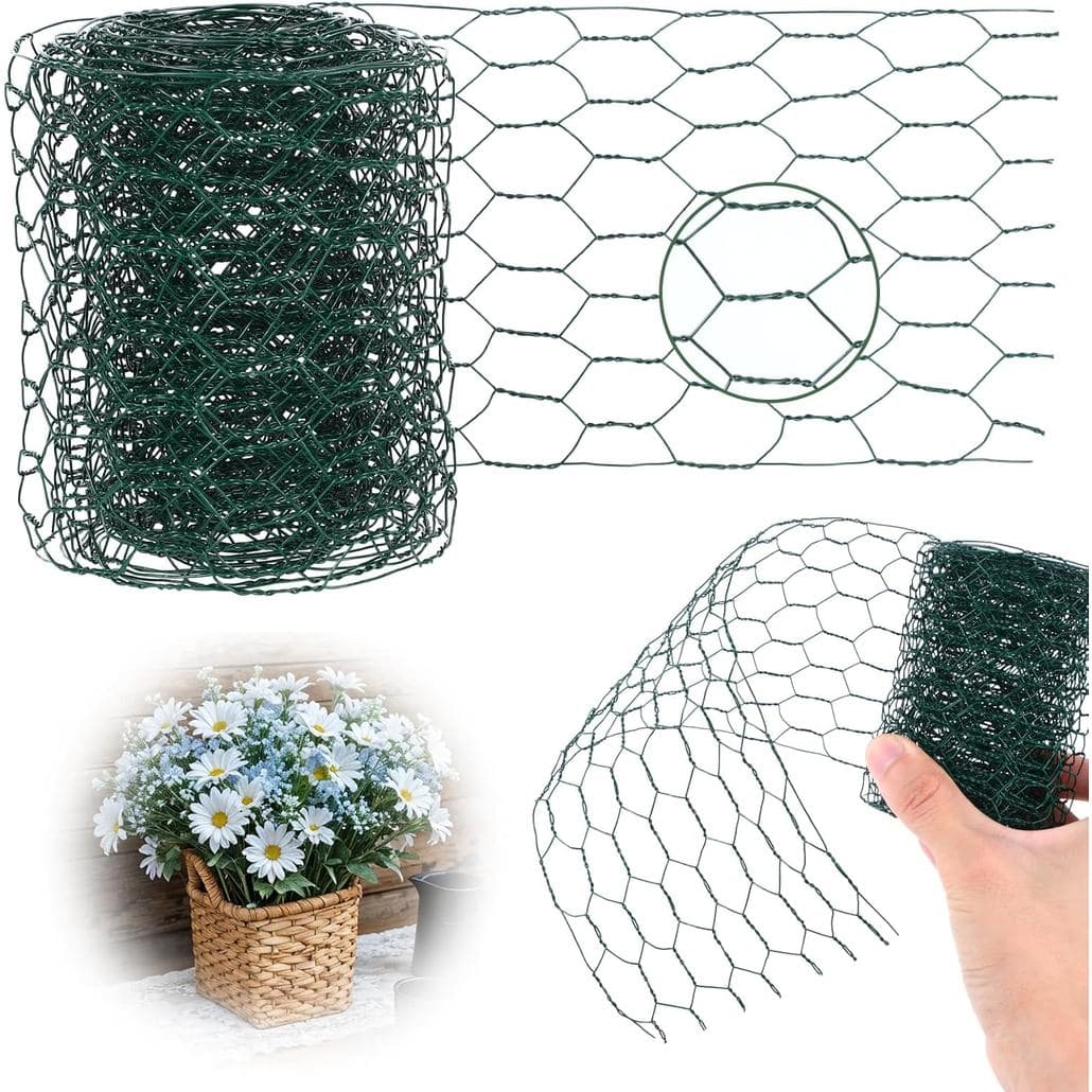 Fio De Frango Para Arranjos Florais 3.94 X 118 Polegadas Rede De Malha De Arame Verde Cerca De Fios De Ferro Hexagonal A