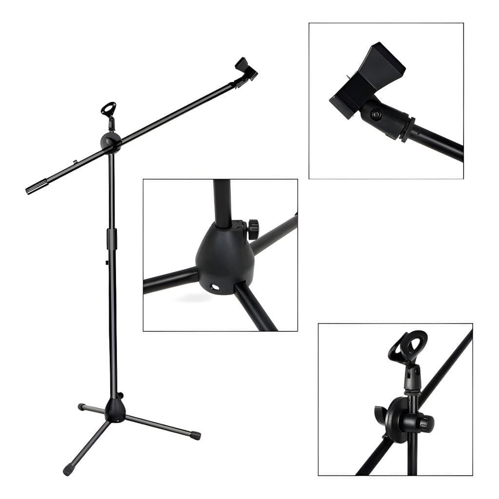 Pedestal Suporte Duplo De 2 Microfone Violao E Voz Regulável