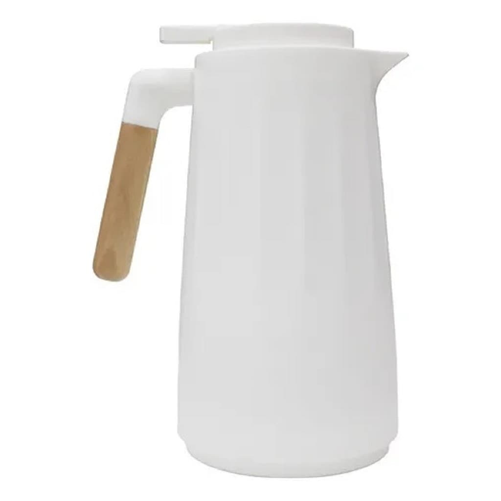 Garrafa De Café Térmica 1l Tampa Vedação Alça Madeira Mesa
