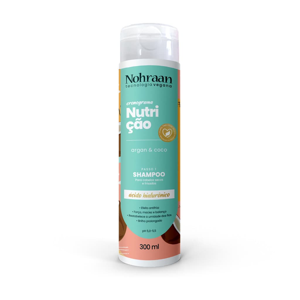 Shampoo Nohraan Nutrição 300ml Para Cabelos Secos e Frisados