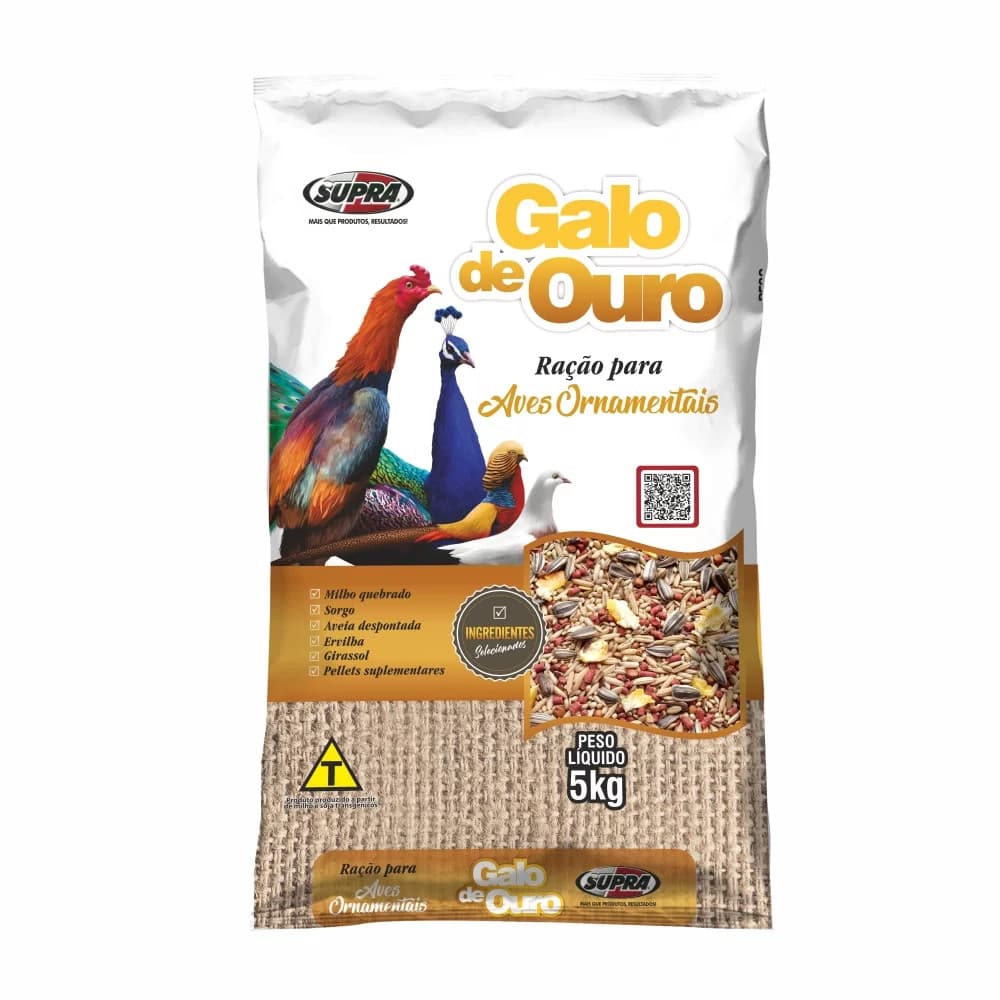 Ração Supra Para Pavão Aves Ornamentais Galo De Ouro 5 Kg - ENTREGA IMEDIATA
