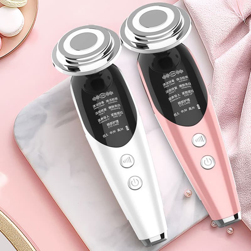 Aparelho Facial 4 em 1 com Luz Vermelha e Azul – Limpeza, Lifting e Cuidados com a Pele