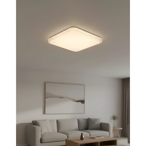 Plafon Sobrepor Cristal Abs 48w Led Multicor Quadrado Bivolt