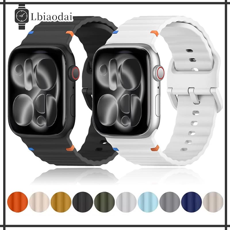 Pulseira De Silicone Para Relógio Iwatch Apple Watch Ultra 3 2 49mm Series 11 10 9 8 7 SE 3 6 5 4 40 44 41 45 42 46mm