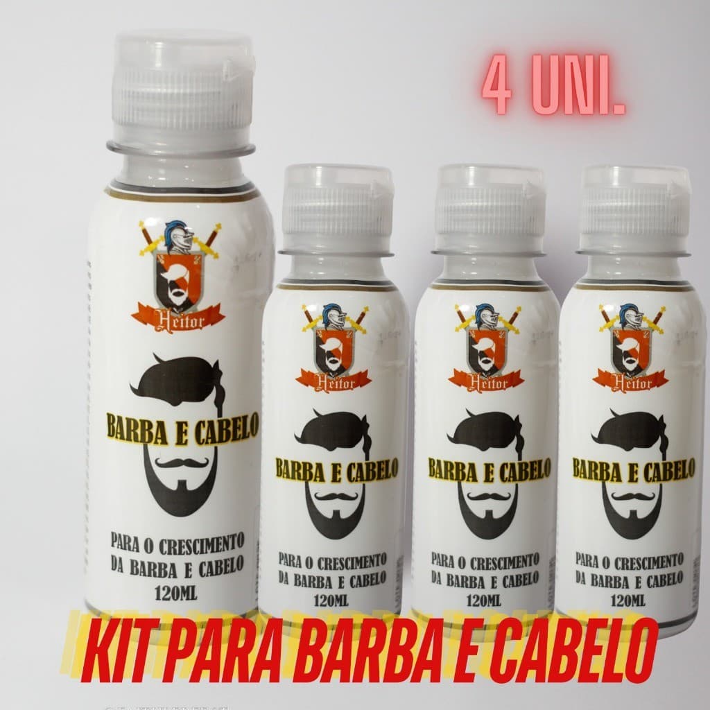 KIT 4uni CREME POTENCIALIZADO PARA CRESCIMENTO DO CABELO, BARBA E SOBRANCELHA 12%