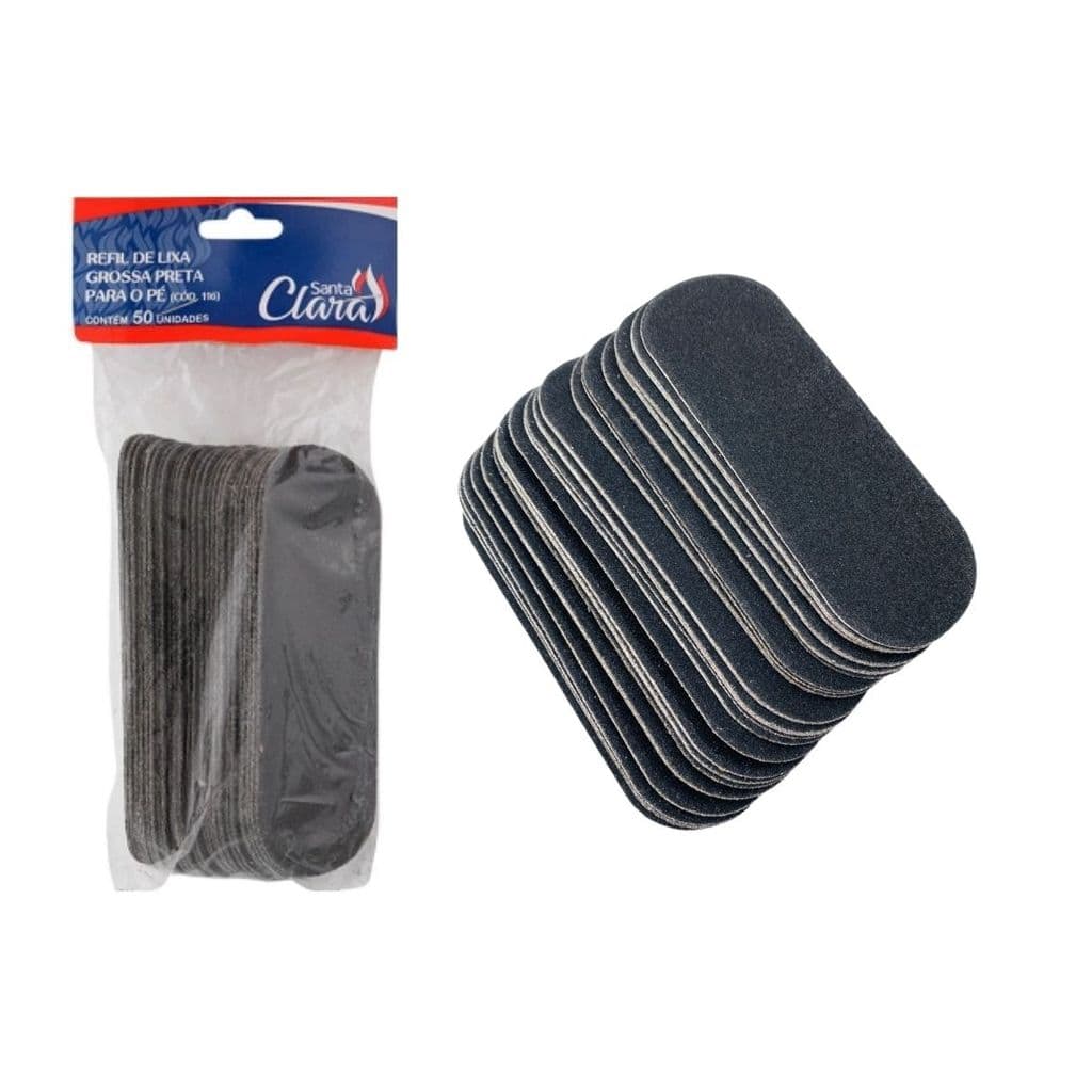 Refil de Lixa Grossa Preta para Pé Santa Clara 11X4 50 Und
