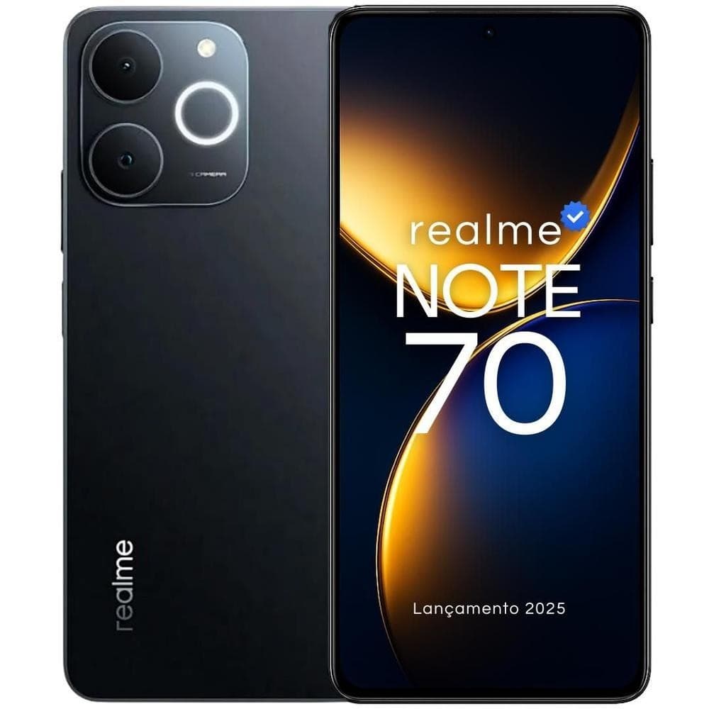 Realme Note 70 Natal Bateria 6300 mAh, Câmera 13 MP, Tela 6.74″ 90 Hz, 8 GB RAM + 256 GB Expandível