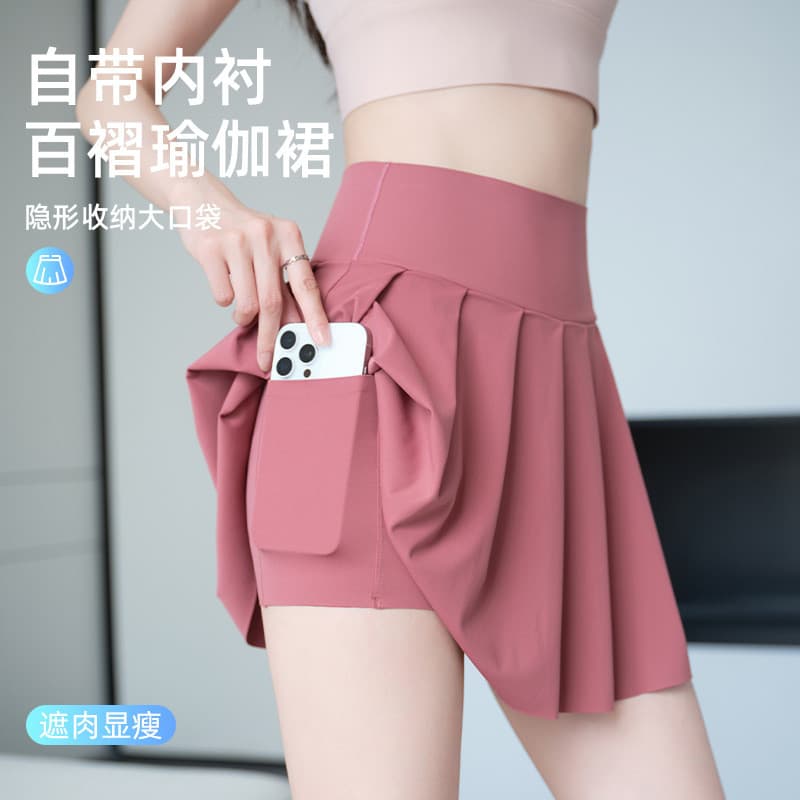 Calça falsa de duas peças com bolso de três pontos, roupa externa feminina Anti-exposição, calça de ciclismo ao ar livre