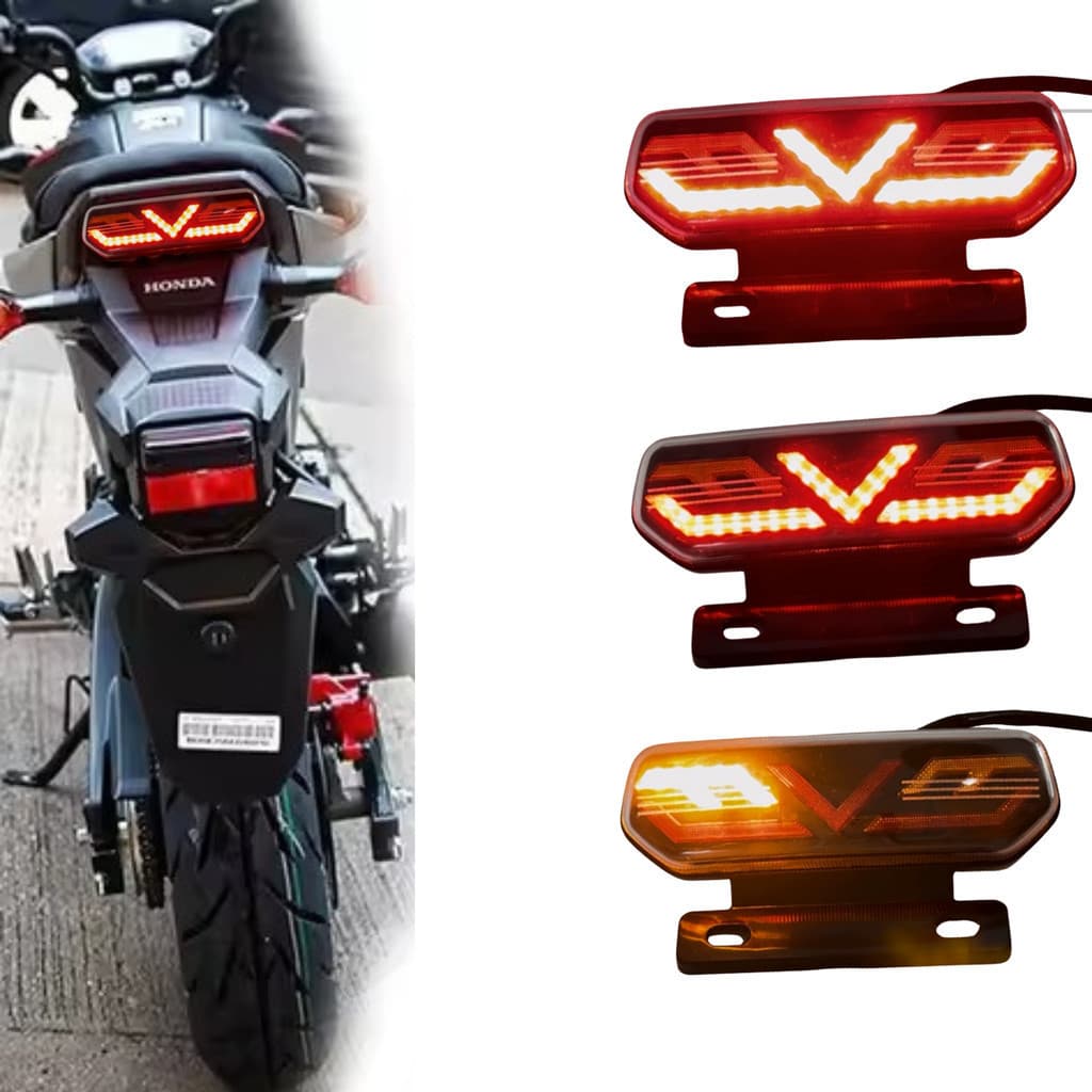 Lanterna Traseira Luz de Freio Moto Mobilete Eliminador de Rabeta Pisca Embutido Cg Honda Yamaha