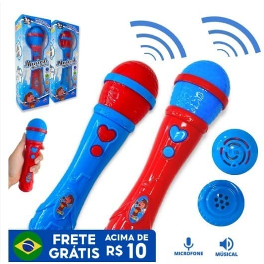 Microfone Infantil Sai a Voz e Musical Brinquedo Cantor Rock/WJ45