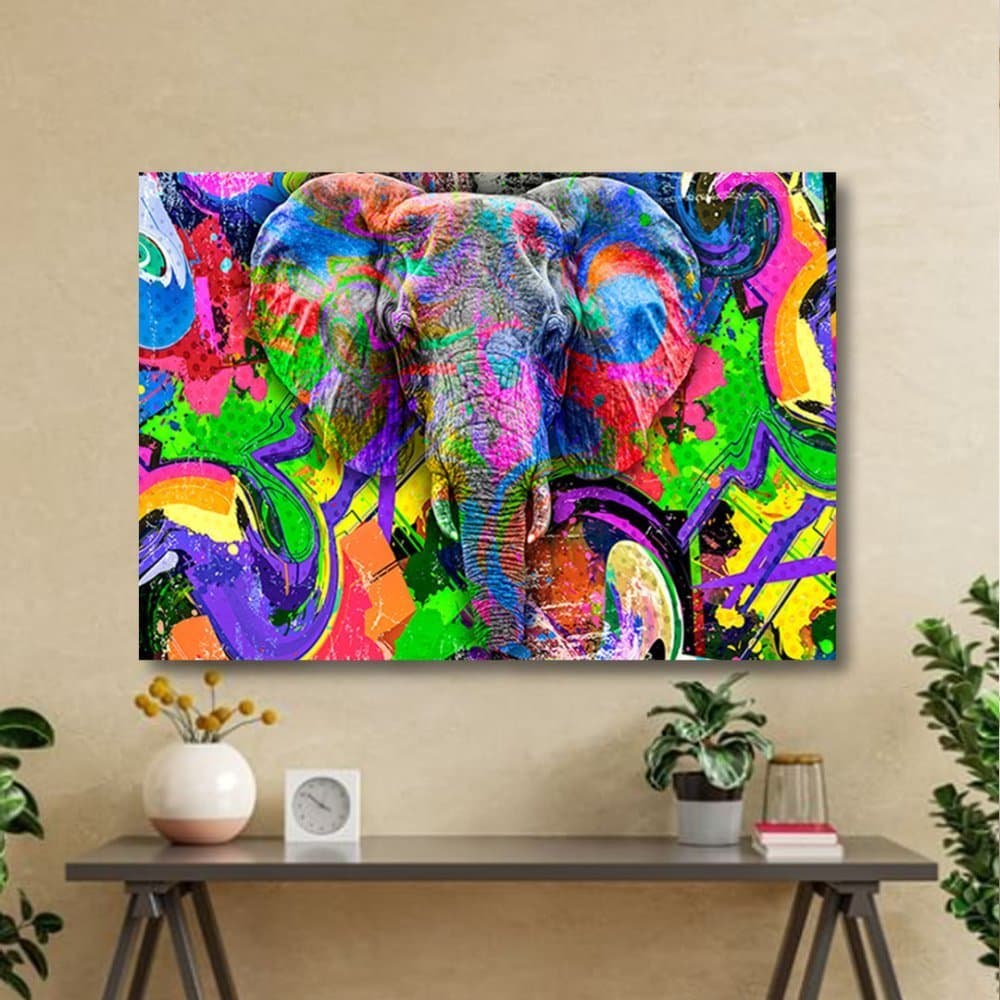 Quadro Decorativo GRANDE Alta Resolução Para Sala Quarto Escritório Quadro Elefante Abstrato 2