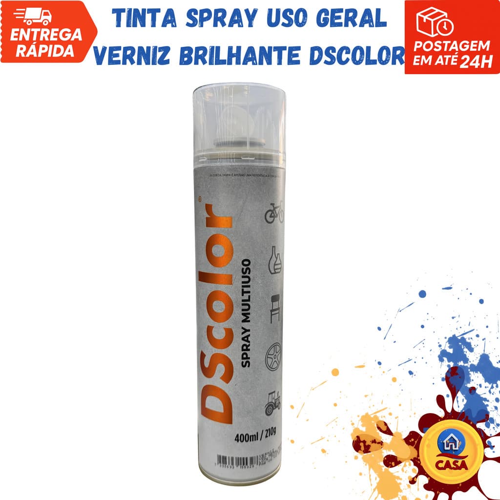 Tinta Spray Uso Geral Verniz Brilhante DSColor