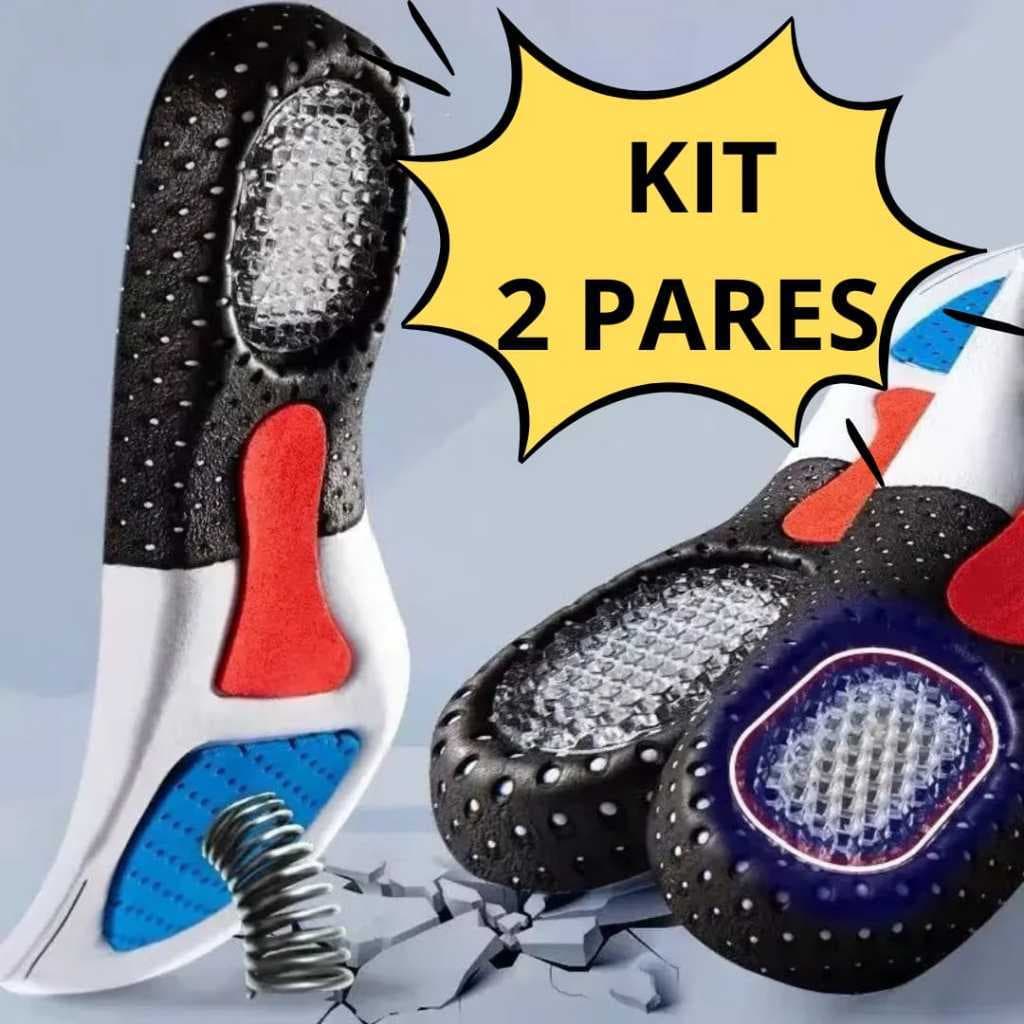 KIT 2 Palmilhas Ortopédica Anti Impacto Esportes De Impacto silicone corrida gel