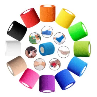 Kit 1 a 4 unid. Bandagem Elástica Autoadesiva para Esporte / Crossfit / Podologia / Tatuagem / Pets