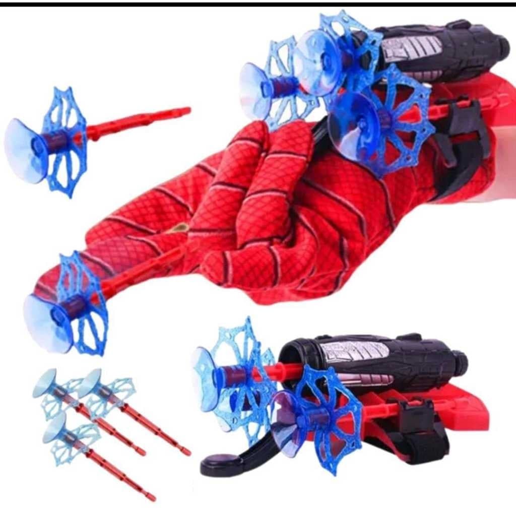 Luva Homem Aranha Lança Dardos Infantil Brinquedo Spider Man Lançador Teia Ventosa