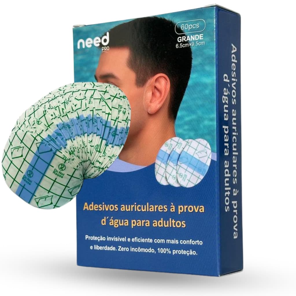 Adesivo Protetor De Orelha Auricular GRANDE Tampão De Ouvido Impermeável Banho Natação Adulto