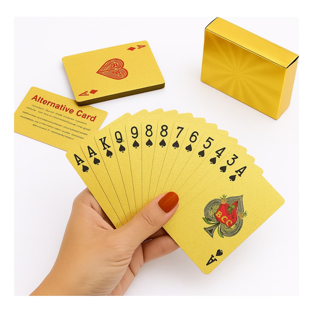 Conjunto De Cartas De Poker Folha Ouro Poker Baralho Dourado