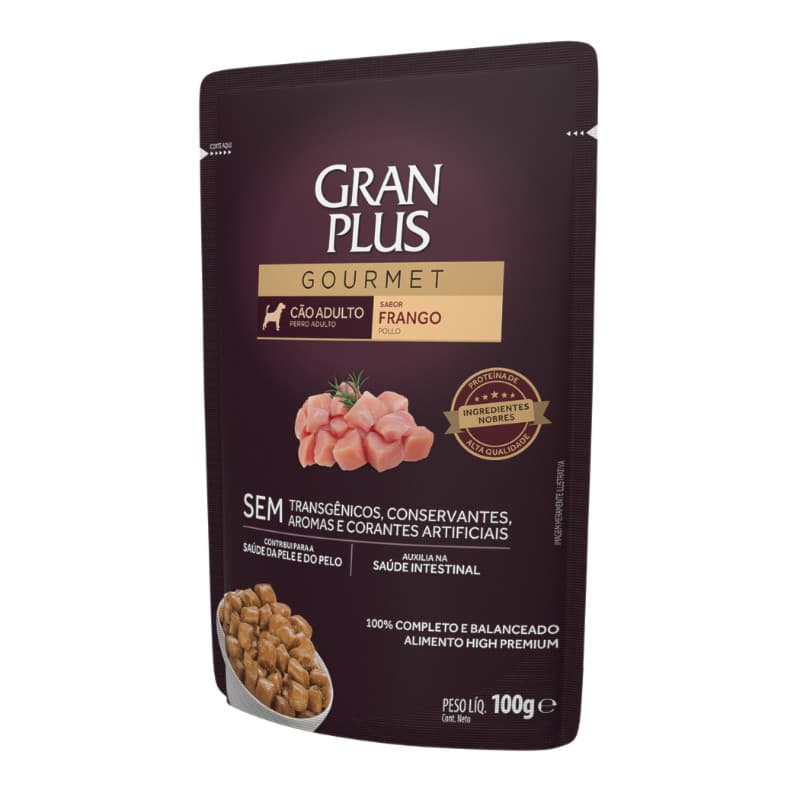 Ração Úmida Sachê GranPlus Gourmet Cachorros Adultos Frango 100gr