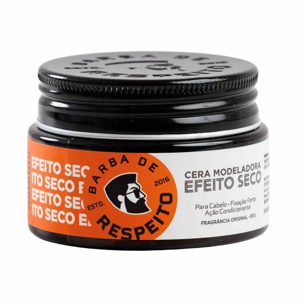 Cera Modeladora Para Cabelo Masculino Efeito Seco Matte Barba de Respeito Premium 80g