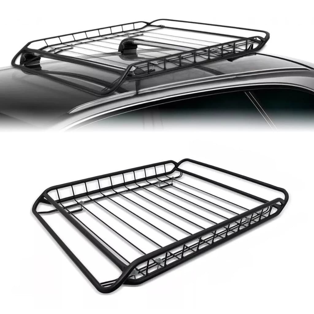 Bagageiro de Teto de Carro p/ Até 45 Kg Universal de Aço 100cm x 80cm Maleiro Mala Gradeado Viagem