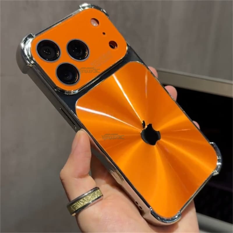 Capa À Prova De Choque Com Revestimento Laranja Para iPhone 17 16 15 14 13 Pro Max Fosco Quatro Cantos Anti -