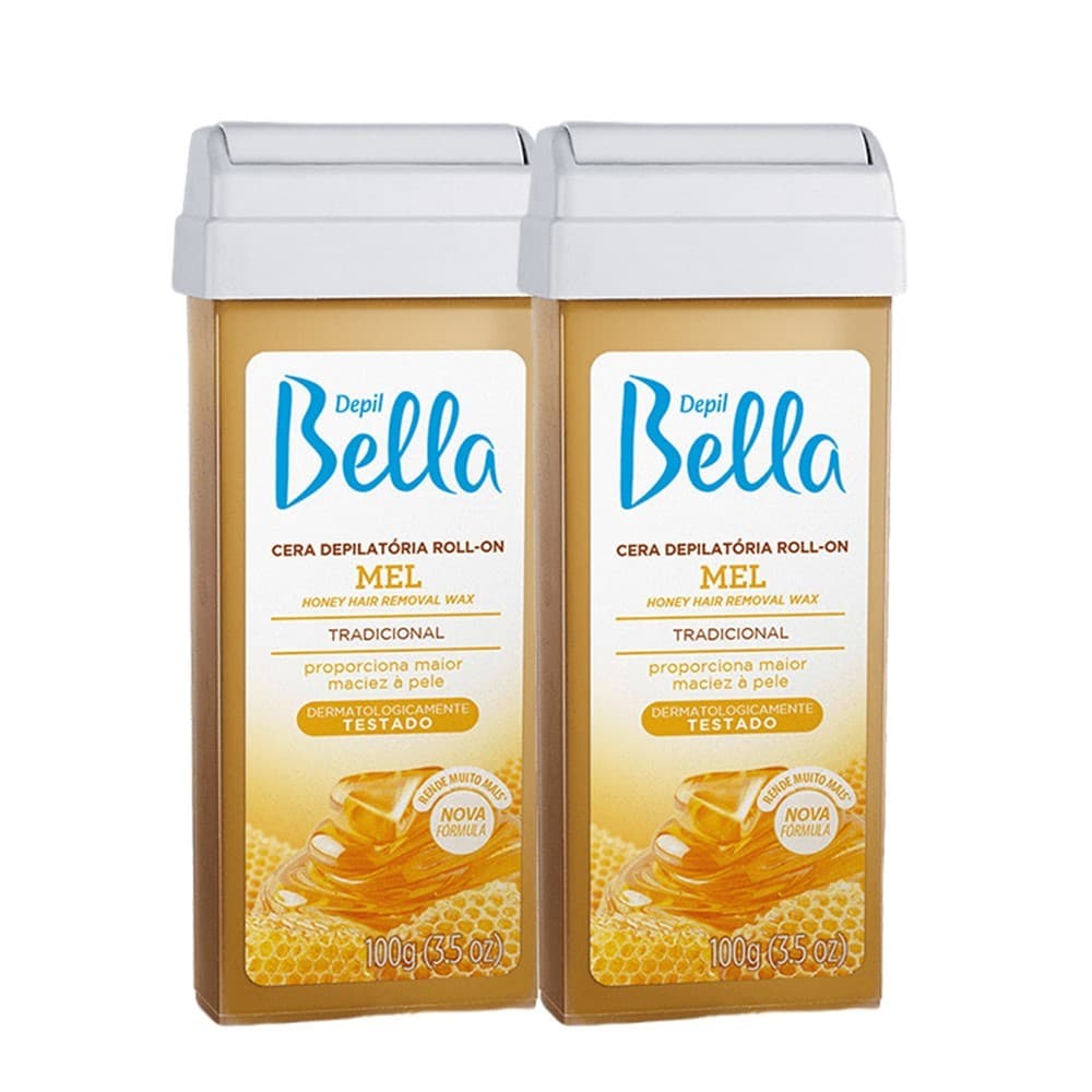 Kit 2 Cera Depilação Roll On Depil Bella Mel Depilatória Refil 100g