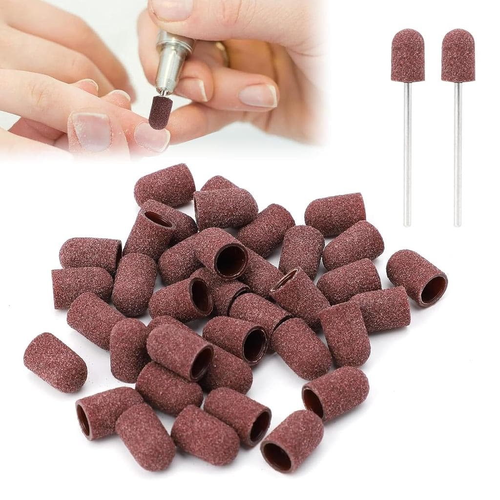 50 Peças De Faixas De Lixa De 180 Grãos , Brocas De Unhas , Mini Para Broca Inclui 2 Eixos , Acessórios De