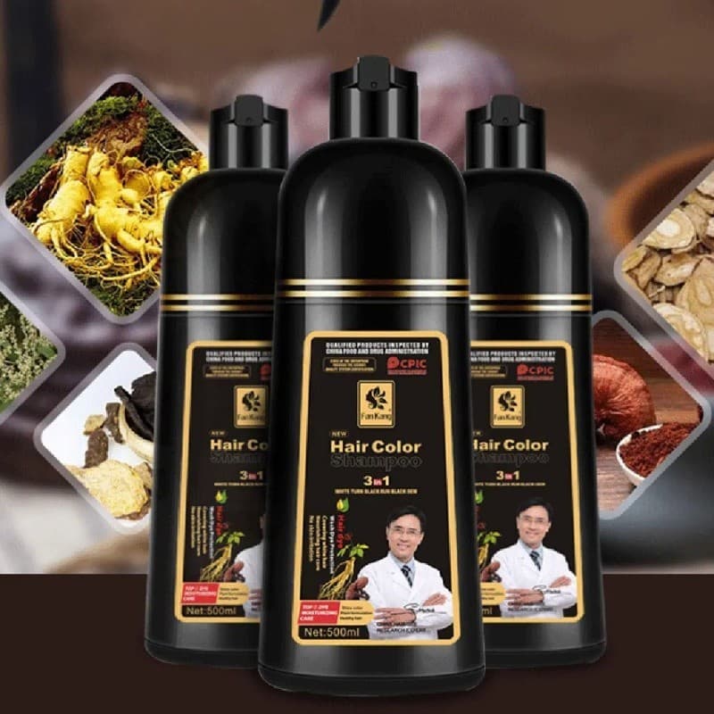shampoo De Tintura De Cabelo Branco , Tonificante Preto 500ml , Creme Orgânico Permanente Coberto Com Essência De Gengib