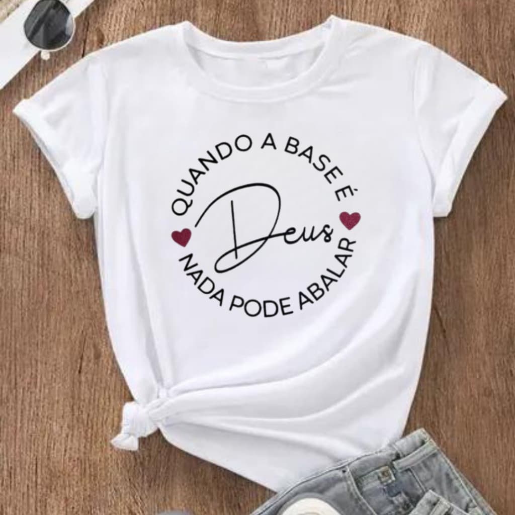 Linda Camiseta T-shirt Feminina Cristã Moda Evangélica Baby Look Gola Redonda Camisa Branca Premium 30.1