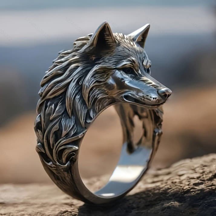Anel de cabeça de lobo MONICOO masculino moderno Animal exagerado dominador Hip Hop anel aberto exclusivo