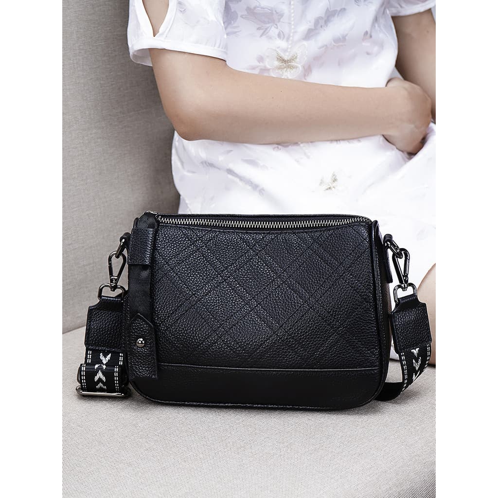 Bolsas femininas 2026 novo estilo moda losango couro bolsa de ombro feminina All-Match estilo ocidental alça de ombro la