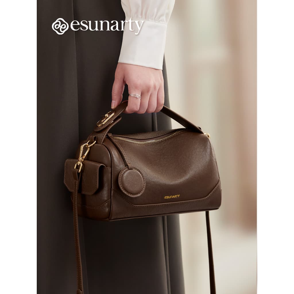 Bolsa cilíndrica de couro genuíno genuíno feminina 2026 novo estilo moda travesseiro bolsa textura High-End Commuter omb