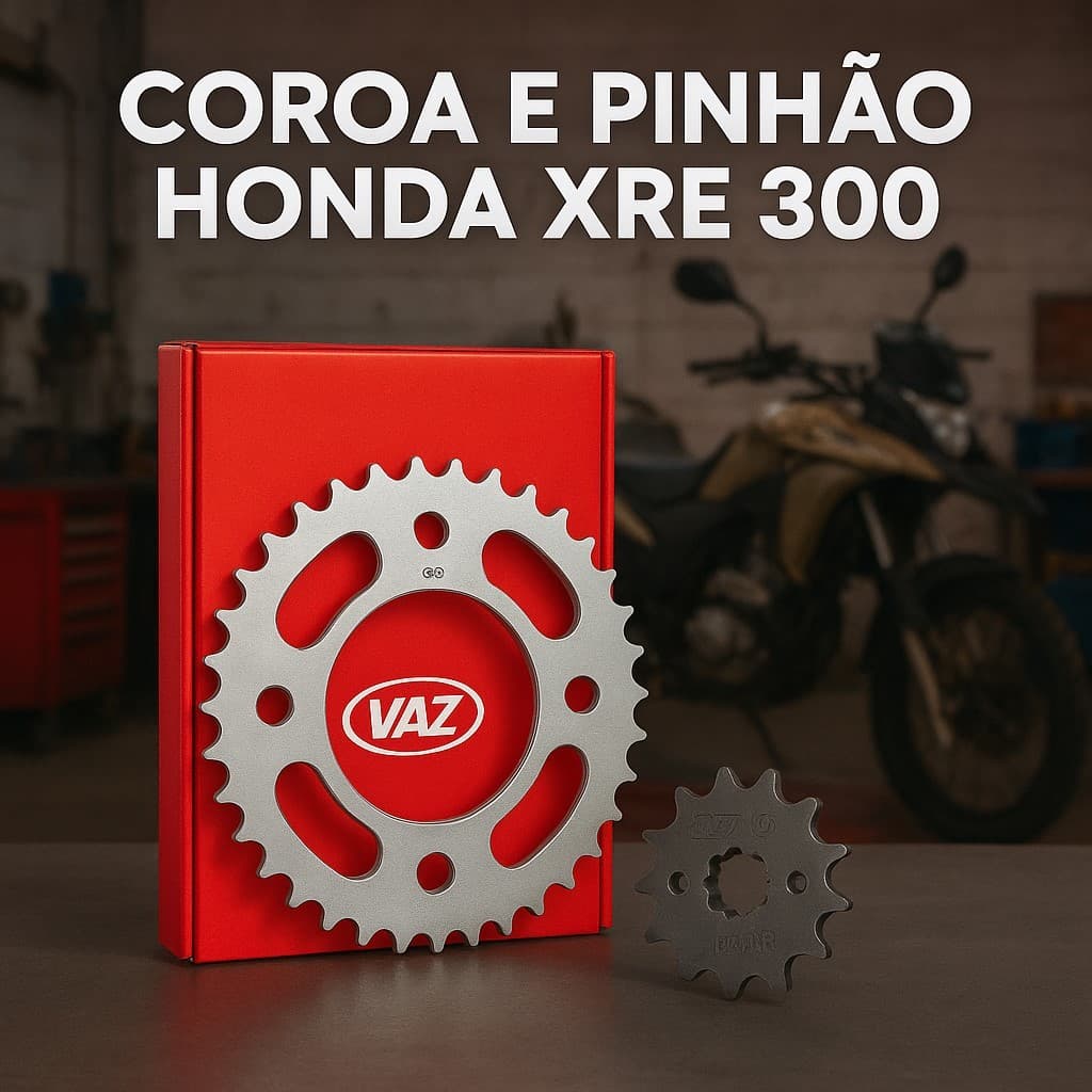 Coroa e Pinhão Honda XRE 300 Ano 2009 a 2022 Vaz