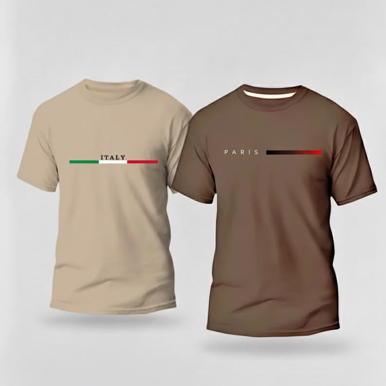 Camisa Italy e Paris Estampada kit 2 camisetas Masculina Algodão Oferta
