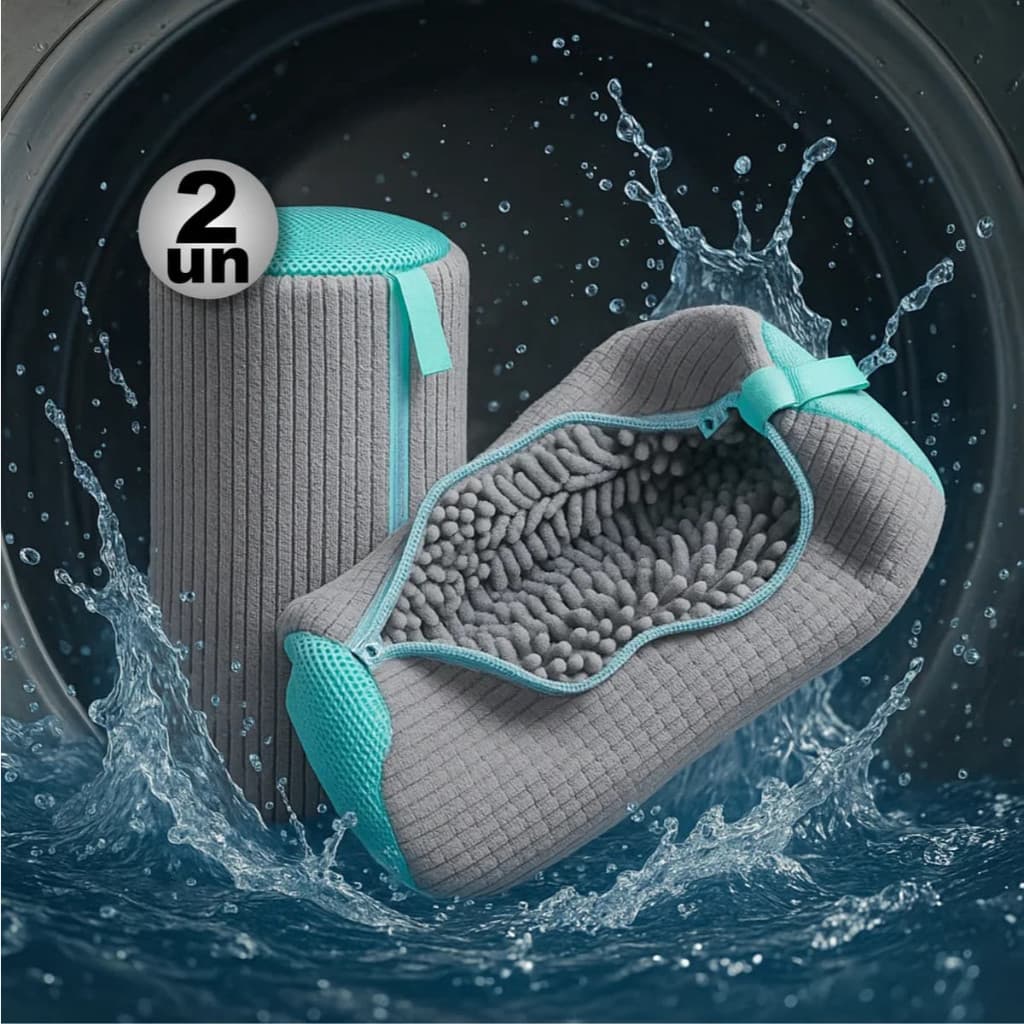 Saco Para Lavar Sapato Tênis Máquina de lavar Limpeza Anti Deformação Viagem Lavanderia-2pcs