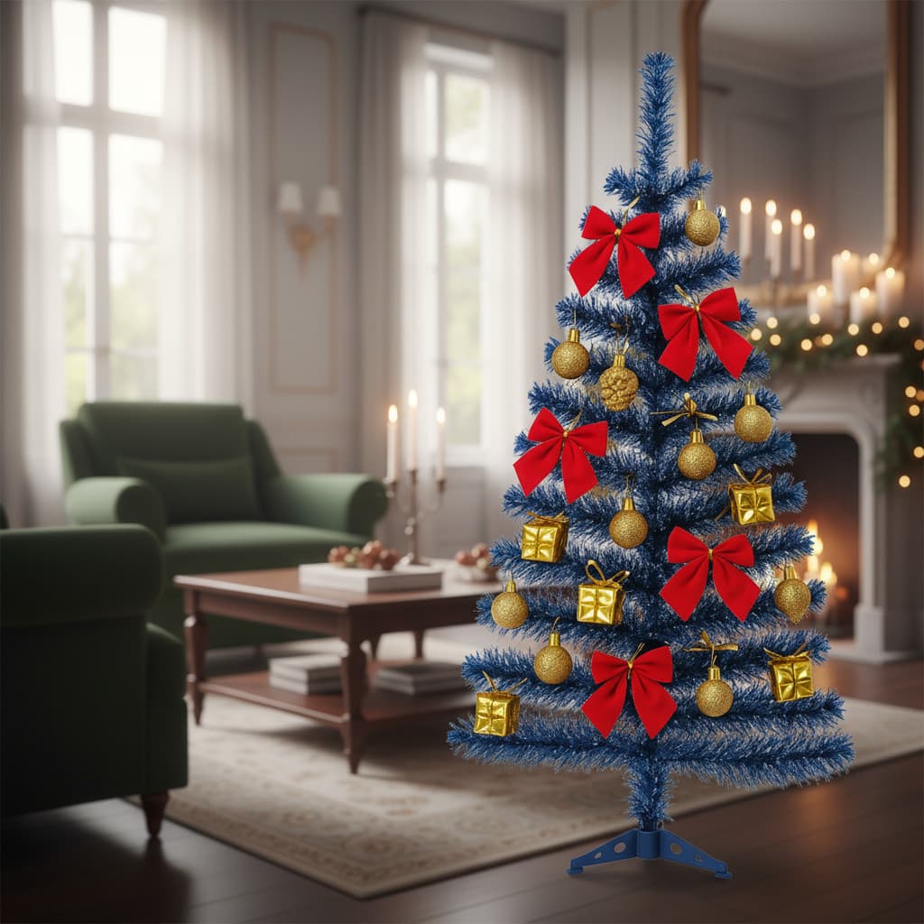 Árvore Natal Nevada 90cm + 2kits 42 Enfeite Dourado Vermelho
