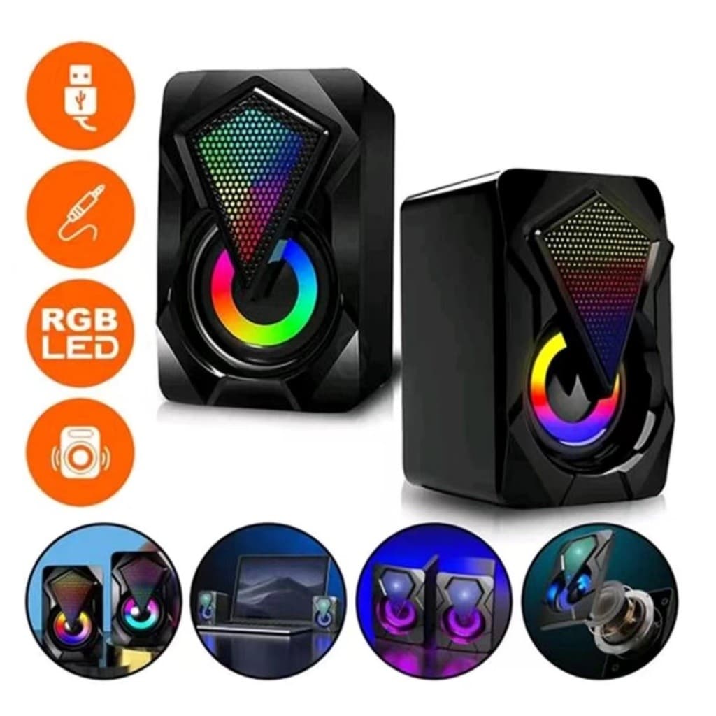 Caixa de Som RGB Led Computador Notebook PC Designer Game 30Wx2 RMS Alto Falante USB Controle Volume