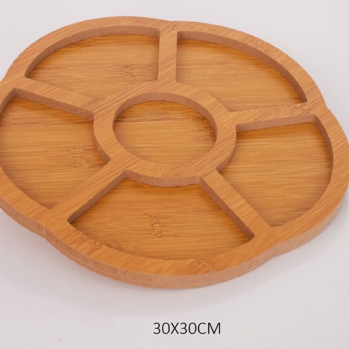 Petisqueira Gamela 27Cm Ou 20Cm Tábua Para Petisco Decorativa Mdf Estilo Bambu Em Forma De Flor